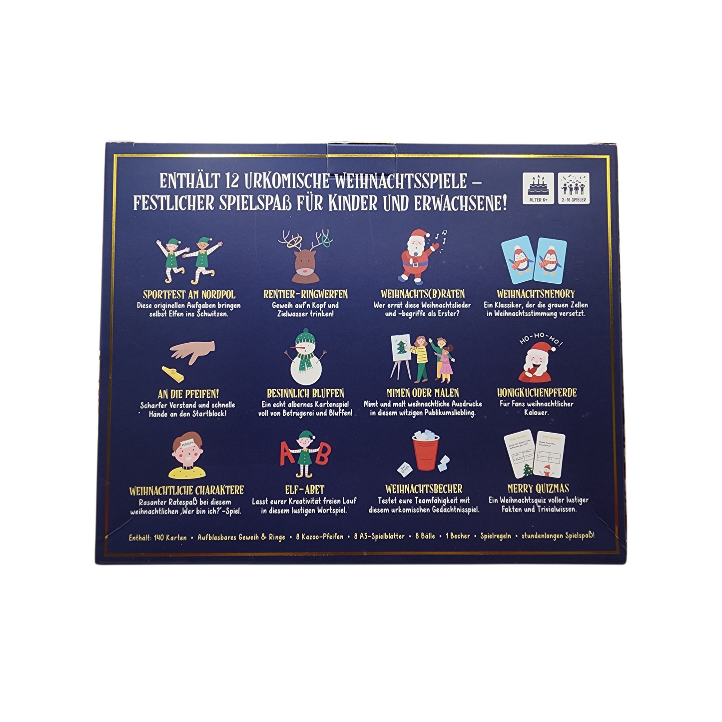 12 Jeux de Noël – Coffret de jeux d’ambiance (en allemand) | Soirées festives en famille & entre amis