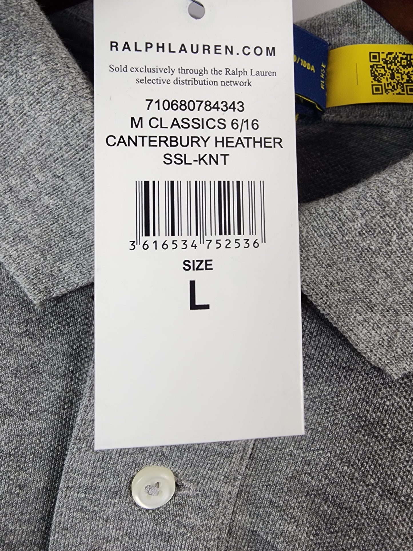 Polo Ralph Lauren Custom Slim Fit – Gris chiné (Taille L)