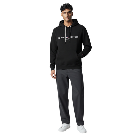 Hoodie Tommy Hilfiger Logo Brodé – Noir (Black)