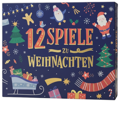 12 Jeux de Noël – Coffret de jeux d’ambiance (en allemand) | Soirées festives en famille & entre amis