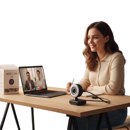 Webcam 2K avec microphone intégré et anneau lumineux