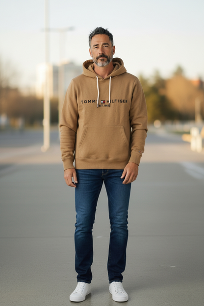 Sweat à Capuche Tommy Hilfiger Logo – Safari Canvas