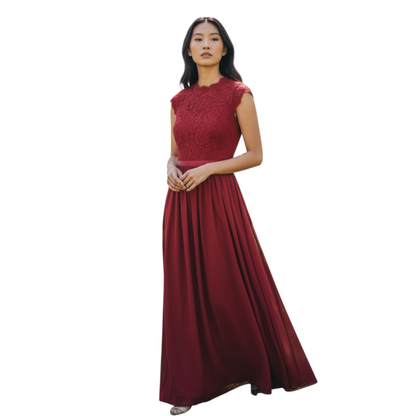 Robe longue rouge MIUSOL en dentelle – Taille S – Élégante & fluide