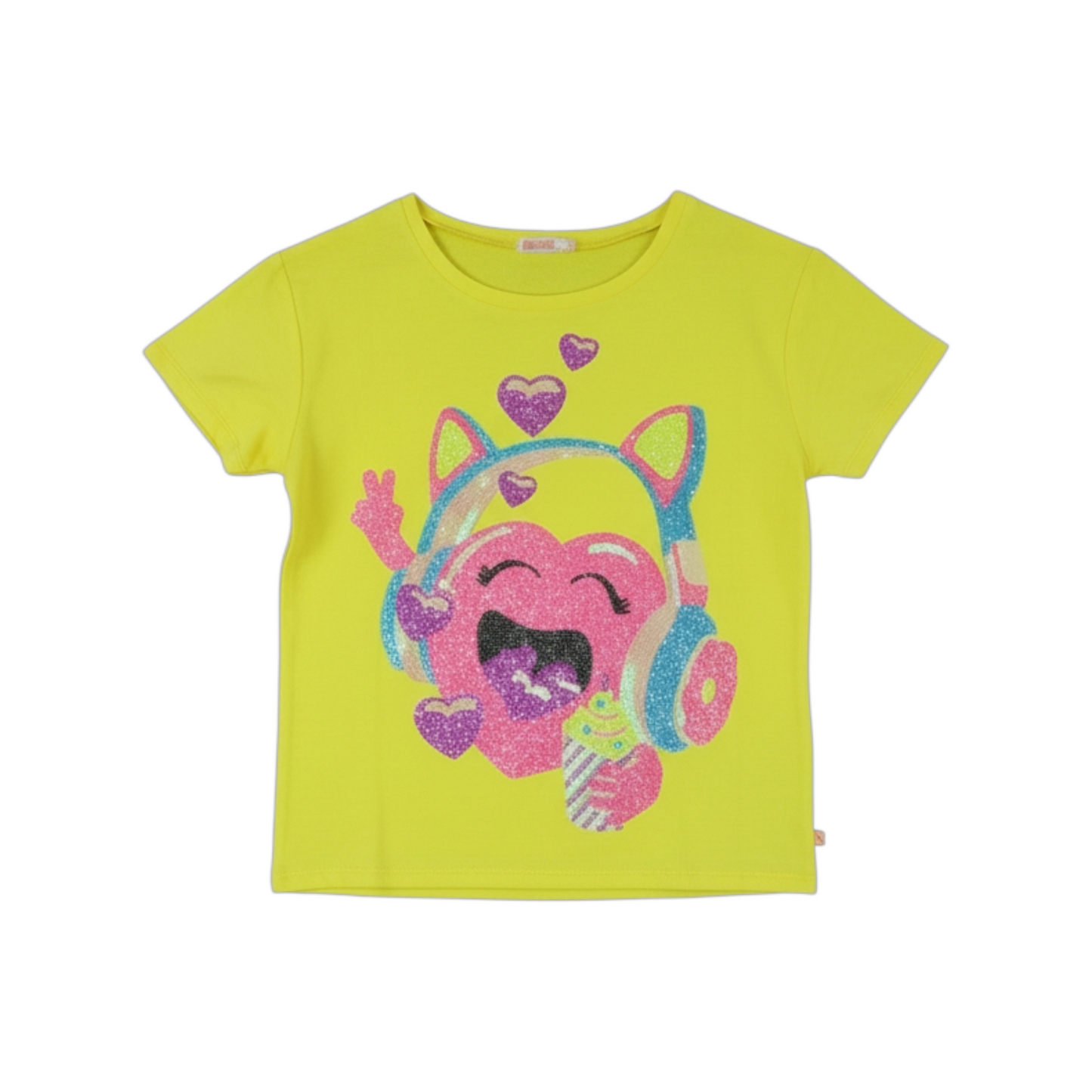 T-shirt Billieblush jaune fluo à sequins – 10 ans