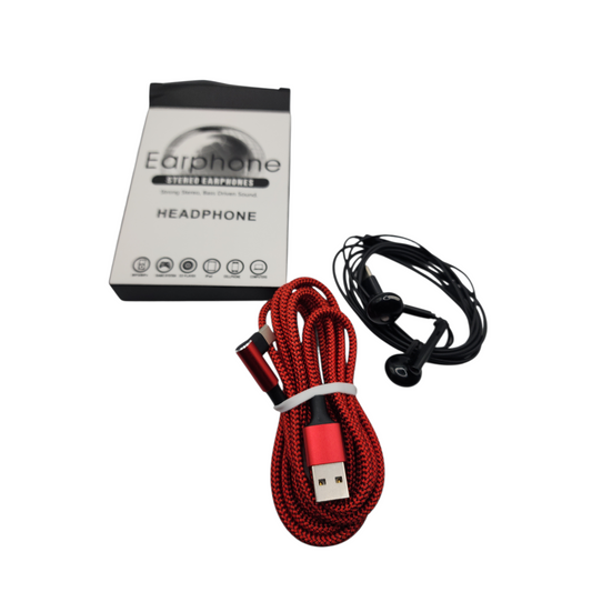 Écouteurs Stéréo Filaires + Câble USB Tressé – Son Clair & Confort Quotidien