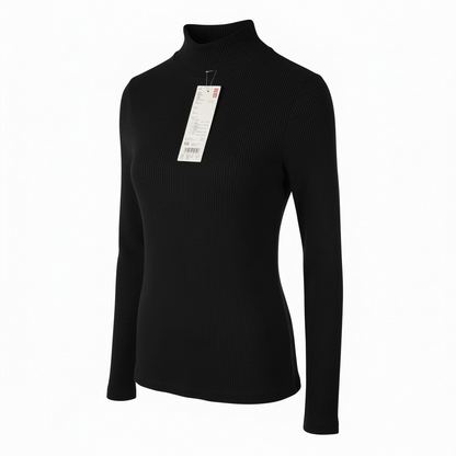 Haut col montant côtelé femme UNIQLO – taille XXS, gris ou noir