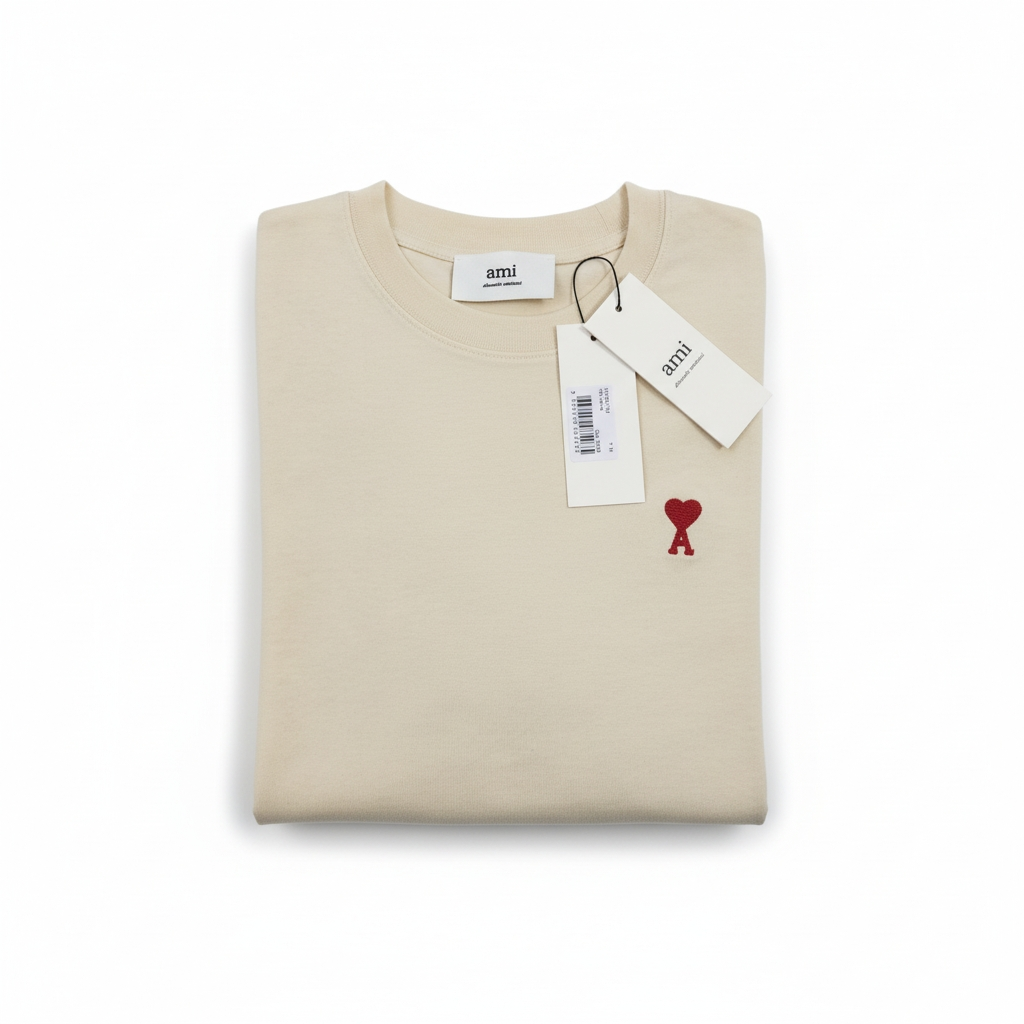 T-shirt AMI Paris Cœur Rouge – Vanilla