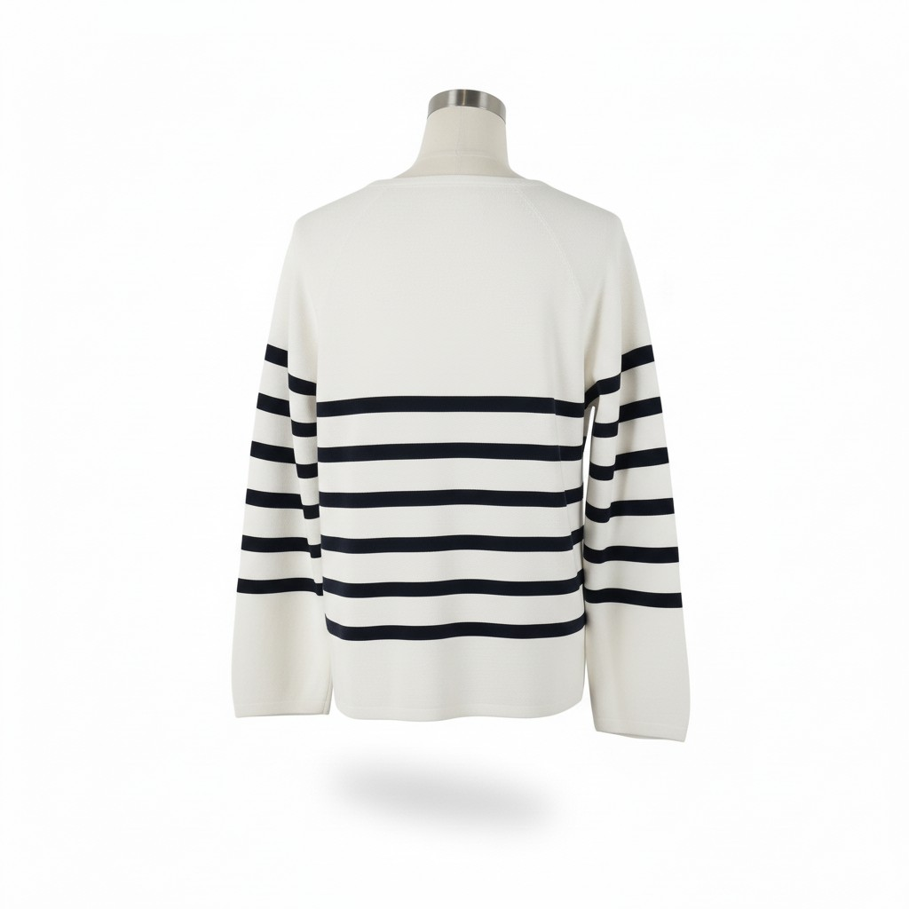 Pull marinière en maille UNIQLO Femme – Blanc cassé & Rayures marines – Taille M