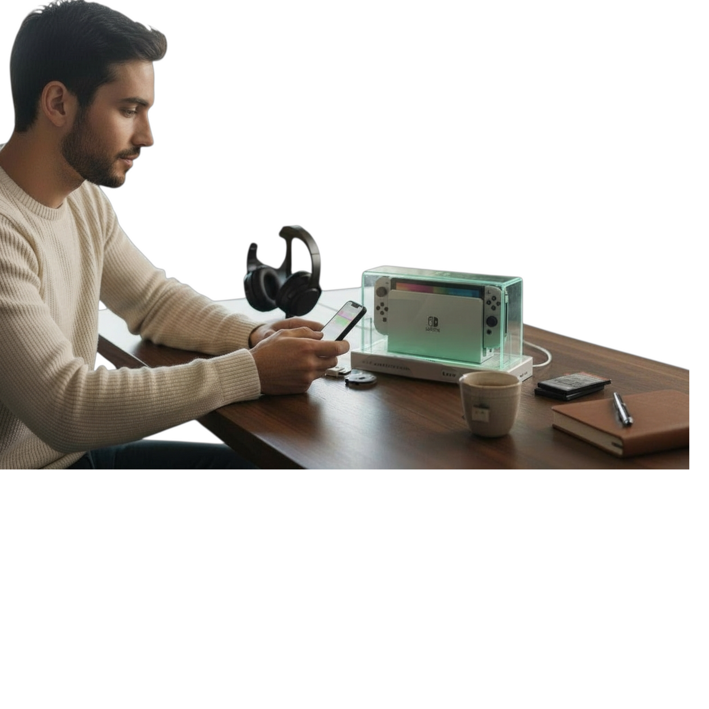 Boîte de rangement lumineuse LED pour Nintendo Switch – Protection & Display (USB + Télécommande)