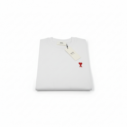 T-shirt AMI Paris Blanc – Logo Ami de Cœur Rouge