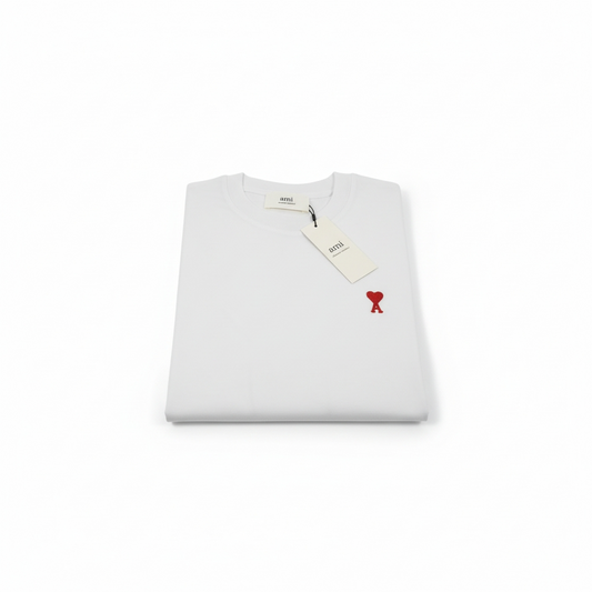 T-shirt AMI Paris Blanc – Logo Ami de Cœur Rouge