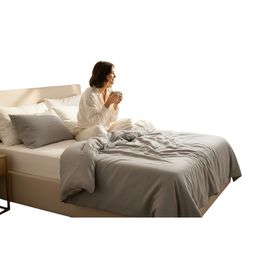 Parure Housse de Couette 140x200 en Coton Lavé – Gris Fumée (MILDLY)