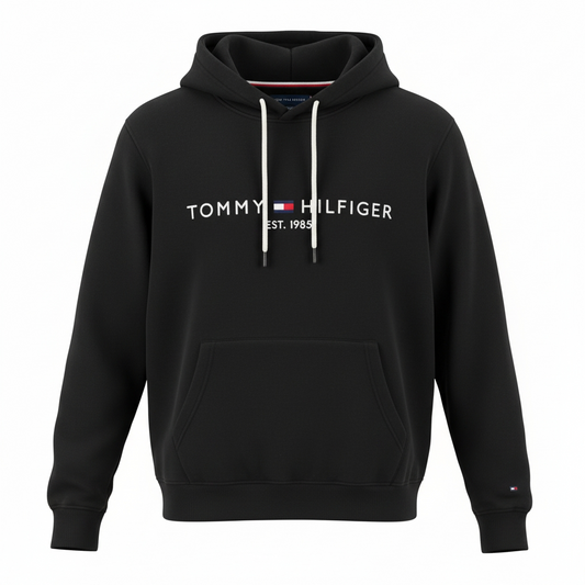 Hoodie Tommy Hilfiger Logo Brodé – Noir (Black)
