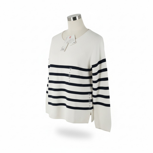 Pull marinière en maille UNIQLO Femme – Blanc cassé & Rayures marines – Taille M