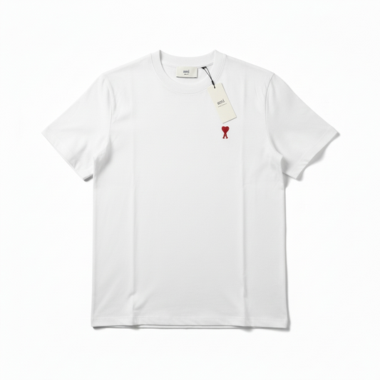 T-shirt AMI Paris Blanc – Logo Ami de Cœur Rouge